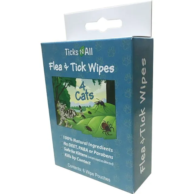 All Natural Flea and Tick Wipes 4 Cats (6 cnt.) - Pack of 10