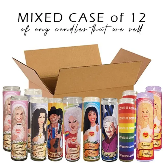 Mixed Case of 12 - Celebrity, Pride and Traditional Prayer Candles