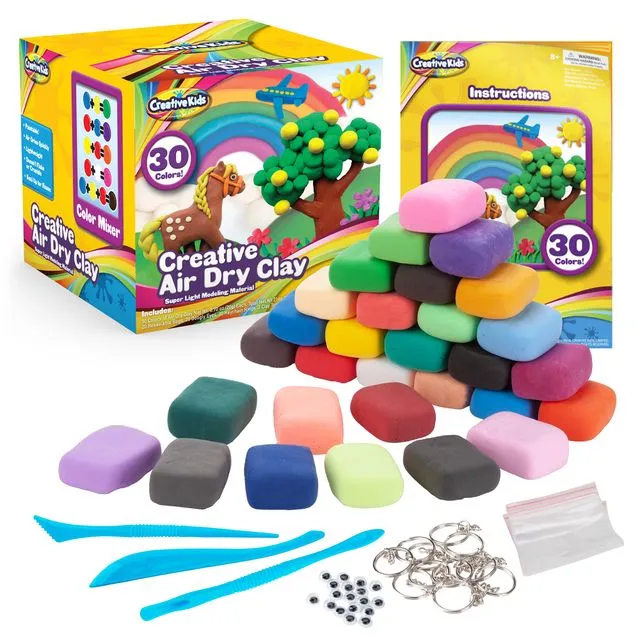 Creative Kids Air Dry Clay - 30 Pack for Kids 6+
