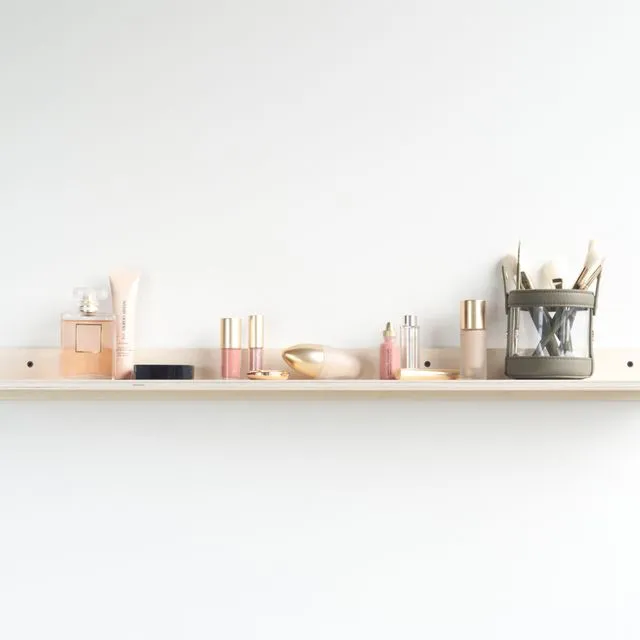 Narrow Plywood Shelf | 89 x 11cm | White Stained and Oiled
