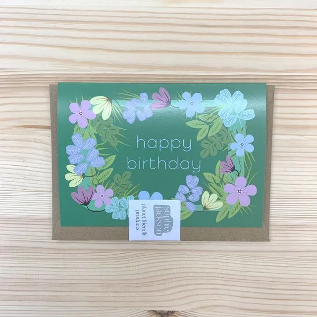 Happy Birthday Jungle florals A6 planet friendly greetings card