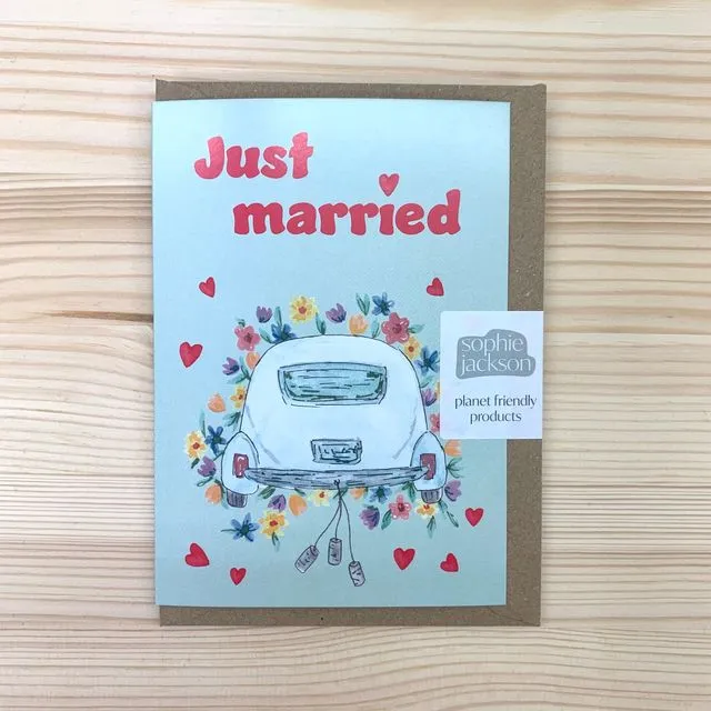 Just married planet friendly greetings card