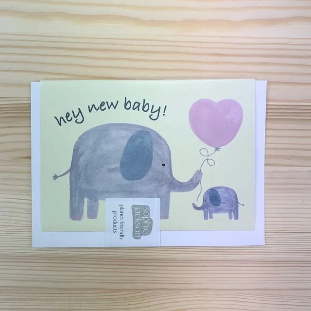 Hey new baby A6 planet friendly greetings card