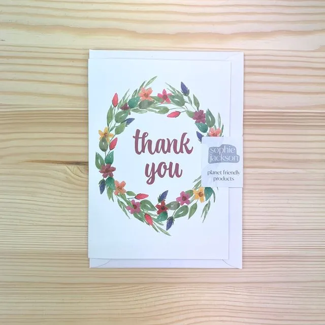 Thank you wreath A6 planet friendly greetings card