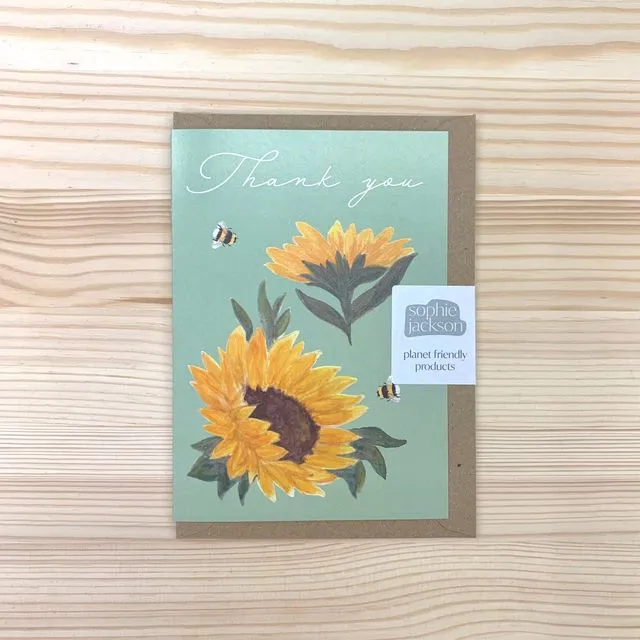 Thank you sunflowers A6 planet friendly greetings card