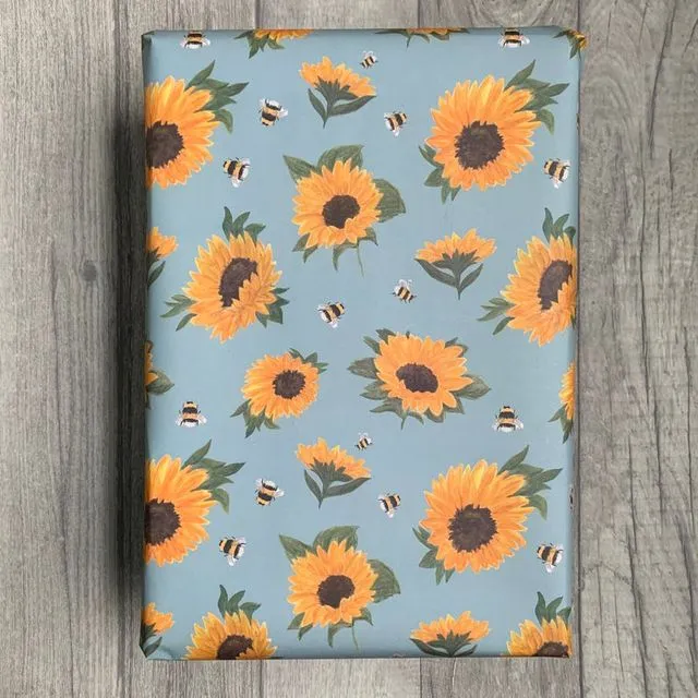 Sunflowers planet friendly wrapping paper