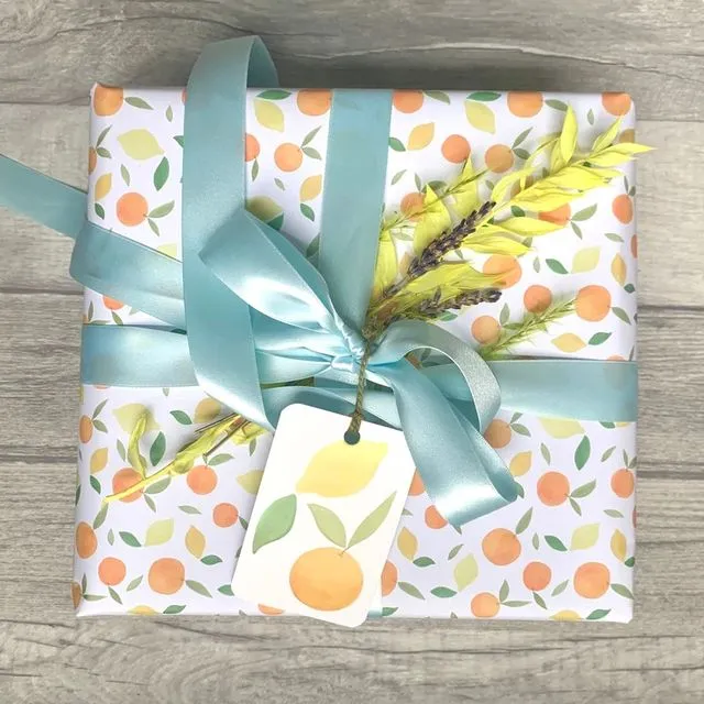 Oranges and Lemons planet friendly wrapping paper