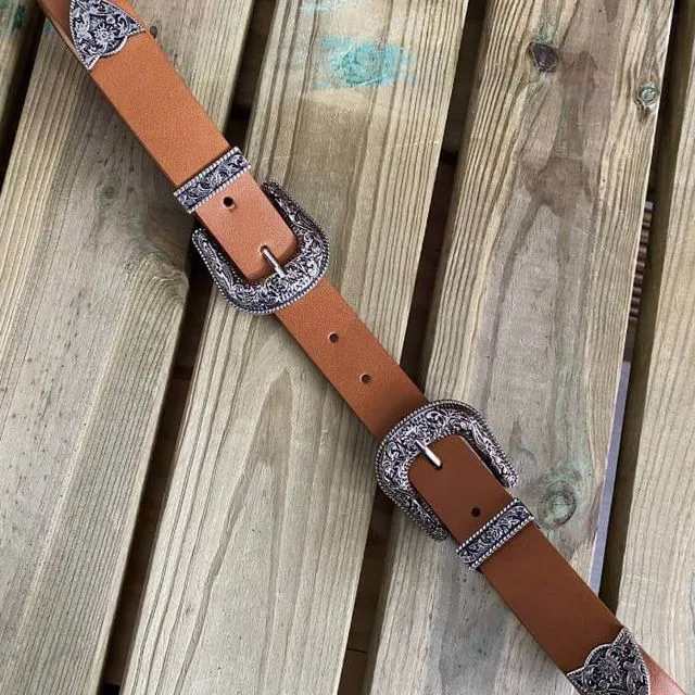 Belt with two buckles Camel Rodeo
