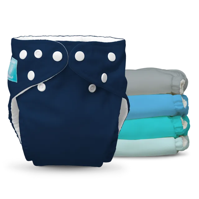 5 Diapers 5 Inserts My First Diaper Pastel Blue One Size Hybrid AIO