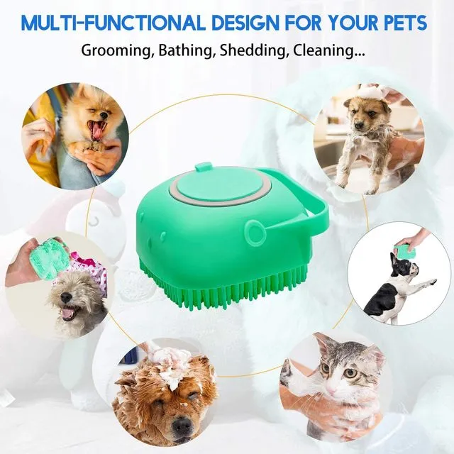Dog Cat Bath Brush Comb Silicone Rubber Dog Grooming Brush