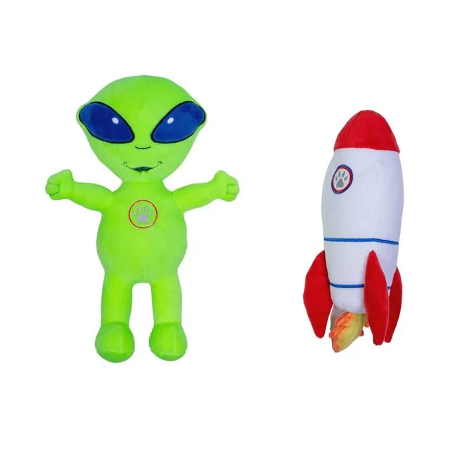 Out of this World Crinkle and Squeaky Plush Dog Toy Combo