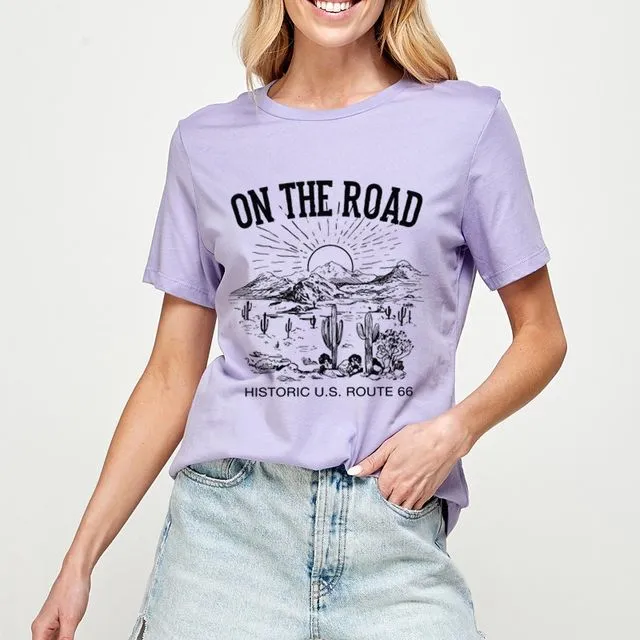 TSW3043 -ON THE ROAD Graphic Print Women Top -Packaged 2-2-2 (SML)