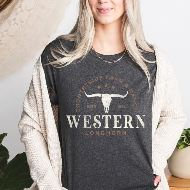 TS3041K- WESTERN Graphic Print Women Top -Packaged 2-2-2 (SML)