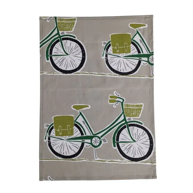 Scion Cykel Bike Tea Towel in Green/Taupe