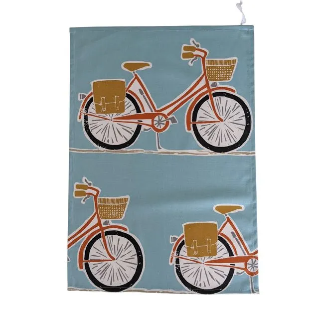 Scion Cykel Bike Tea Towel Blue - Handmade in UK