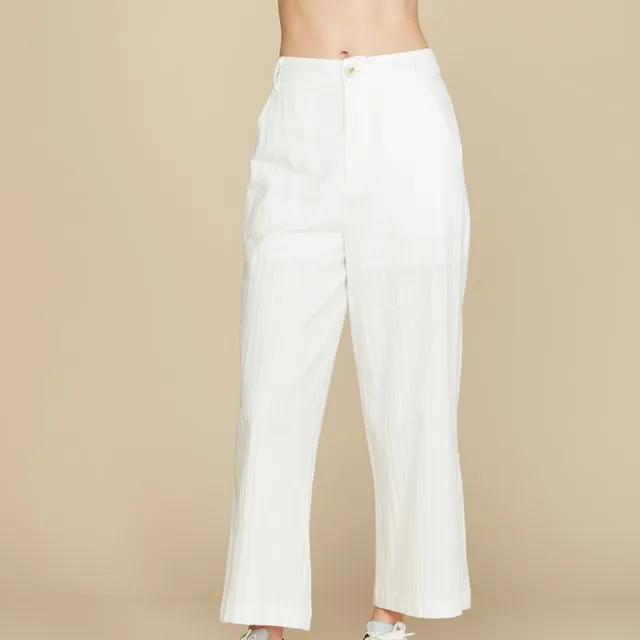 High Waisted Cotton Straight Pants; Prepack 2-2-2; S-M-L