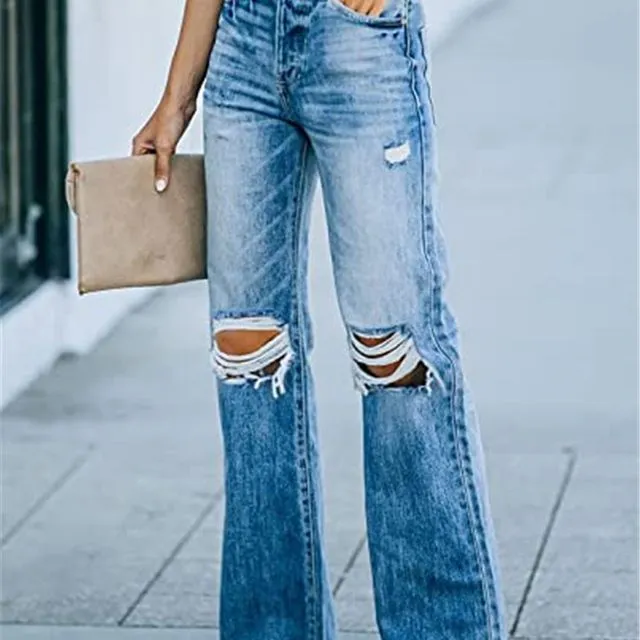 New Women's Ripped Jeans -DEEP BLUE