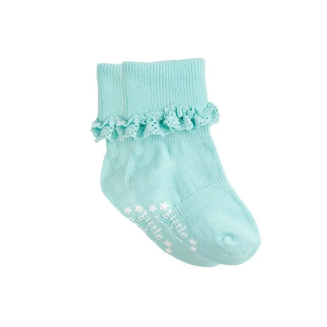 Frilly Non-Slip Stay-On Baby and Toddler Socks - Paradiso 1-2 years