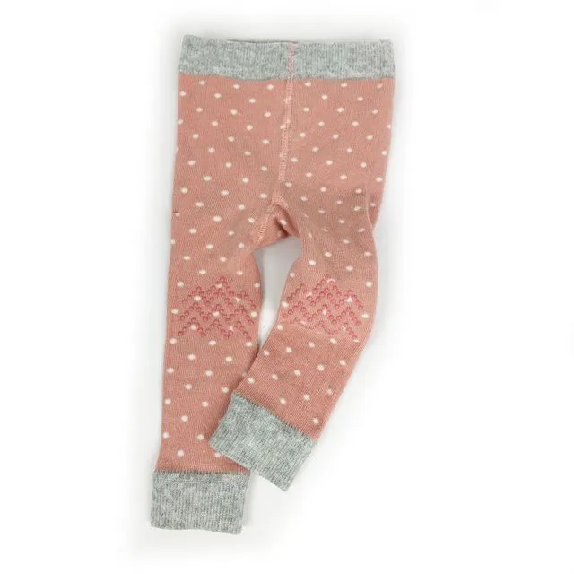 Crawling Baby Leggings with Non-Slip Silicone Knees - Pink Spot 3-6 months