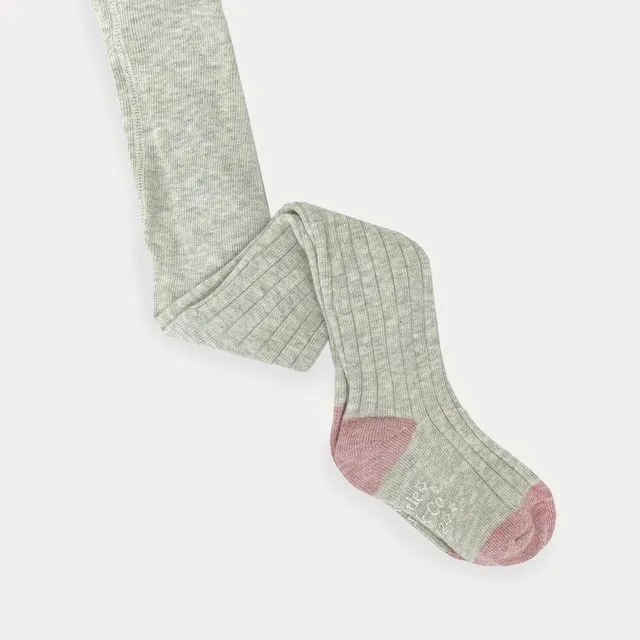 Non-Slip Super Soft Ribbed Baby and Toddler Tights in Grey Marl 0-6 months