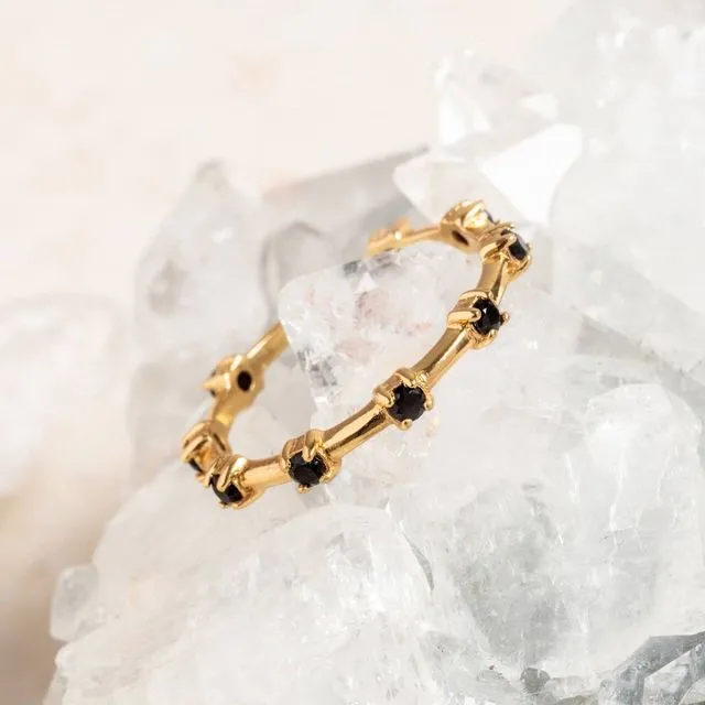Dainty Studded Black Gold Vermeil Ring