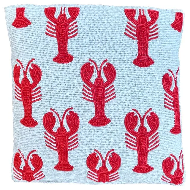 Beaded Cushion Lobster Red
