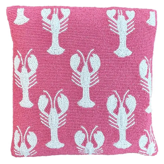 Beaded Cushion Lobster Pink