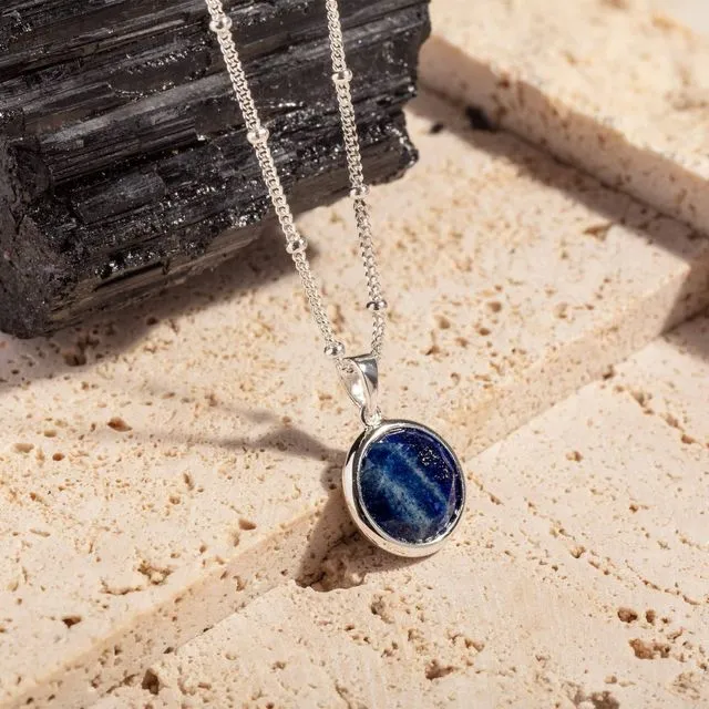 Silver Lapis Lazuli Pendant Necklace