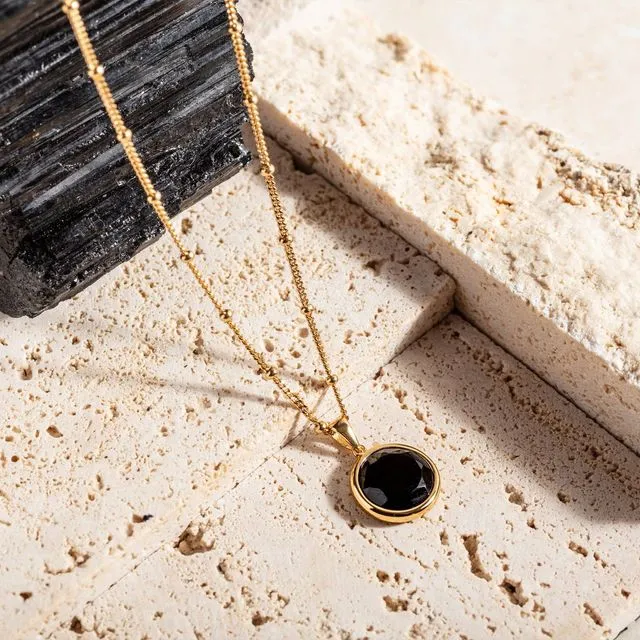 Black Onyx and Gold Vermeil Pendant Necklace