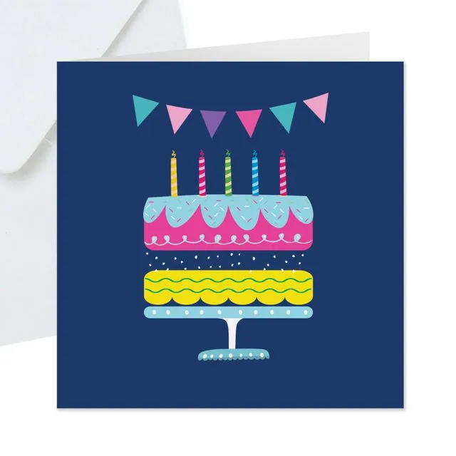 Birthday Cake With Bunting Card