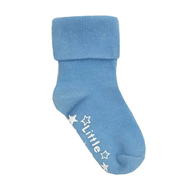 Non-Slip Stay on Baby and Toddler Socks - Ocean Blue 6-12 months