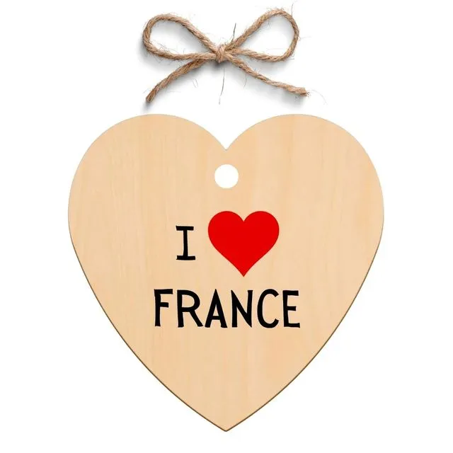 Second Ave Red I Heart Love France Wooden Hanging Heart Gift Friendship Plaque