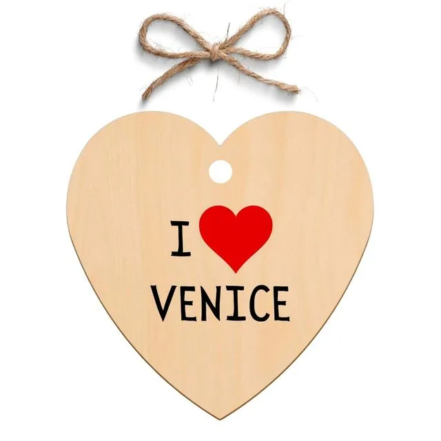 Second Ave Red I Heart Love Venice Wooden Hanging Heart Gift Friendship Plaque