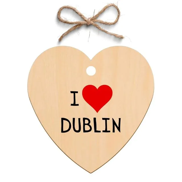 Second Ave Red I Heart Love Dublin Wooden Hanging Heart Gift Friendship Plaque