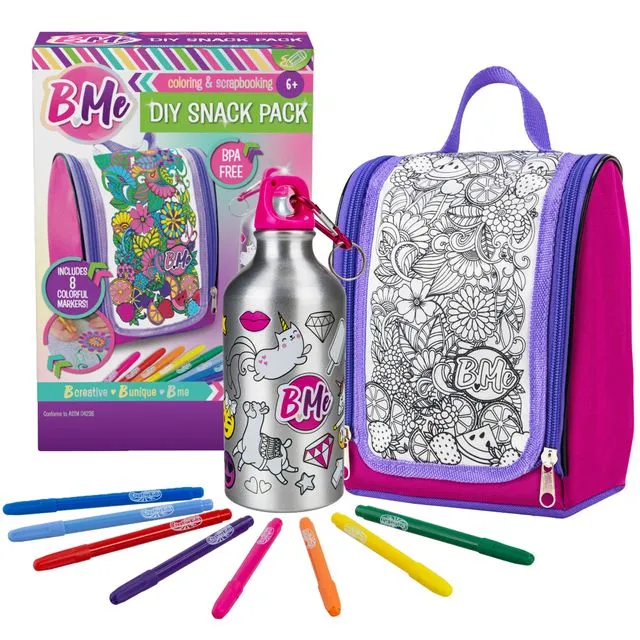 Creative Kids DIY Snack Pack - Color Your Own Lunch Bag & Water Bottle