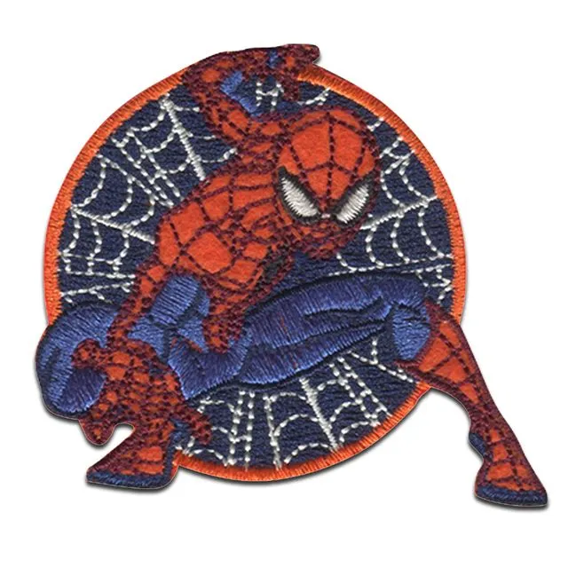 Marvel &#169; Spiderman Comic Spider web sits - Iron on patches adhesive emblem stickers appliques, size: 2,45 x 2,53 inch