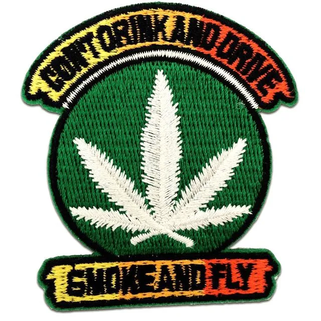 Don't Drink and Drive Smoke and Fly - Iron on patches adhesive emblem stickers appliques, size: 2.4 x 2.64 inches