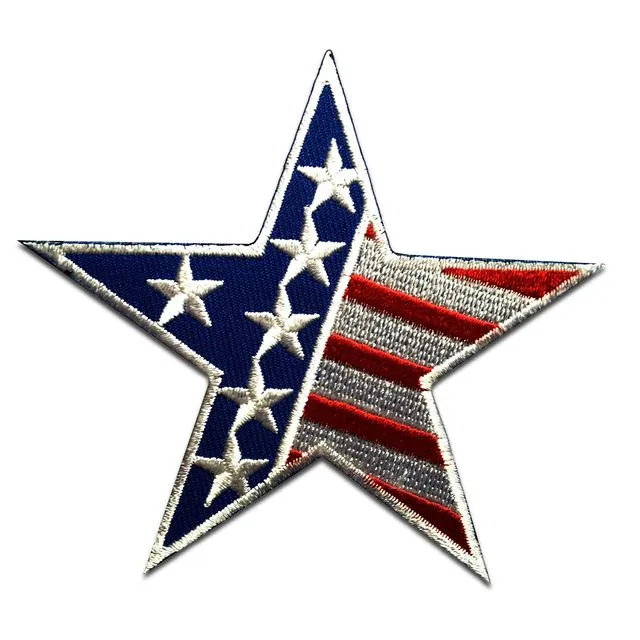 USA America flag banner - Iron on patches adhesive emblem stickers appliques, size: 3.74 x 3.74 inches