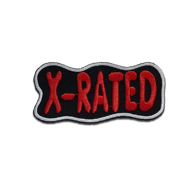 X Rated Biker Quotes - Iron on patches adhesive emblem stickers appliques, size: 3.74 x 1.97 inches