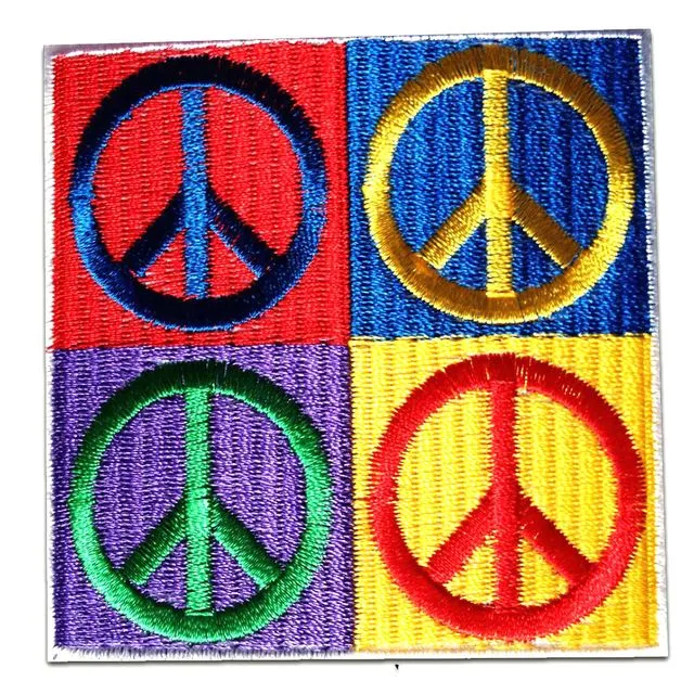 Peace Hippie - Iron on patches adhesive emblem stickers appliques, size: 2.76 x 2.76 inches