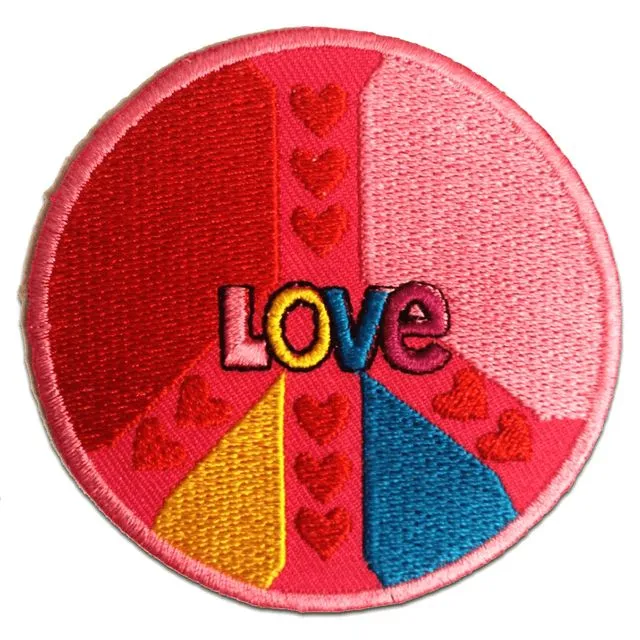 Peace LOVE - Iron on patches adhesive emblem stickers appliques, size: 2.95 x 2.95 inches