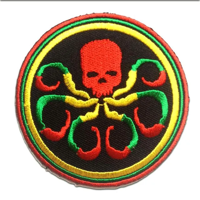 Reggae Octopus - Iron on patches adhesive emblem stickers appliques, size: 2.95 x 2.95 inches