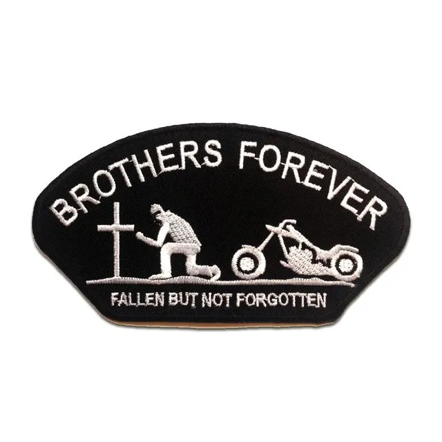 BROTHERS FOREVER Biker - Iron on patches adhesive emblem stickers appliques, size: 5.08 x 2.76 inches