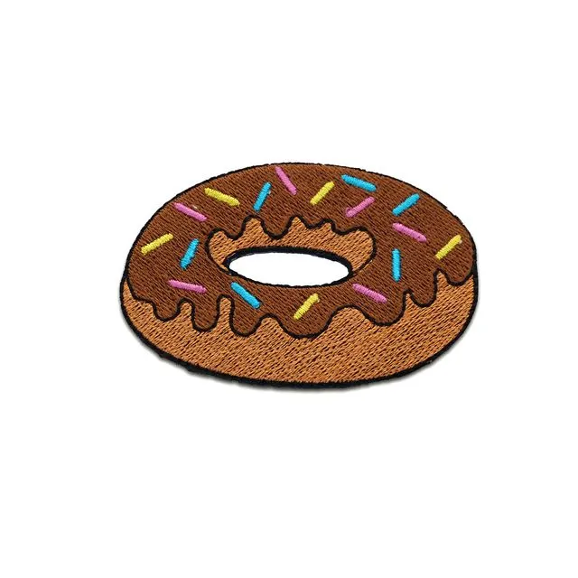 Donut food with crumble mixture - Iron on patches adhesive emblem stickers appliques, size: 2.87 x 2.09 inches