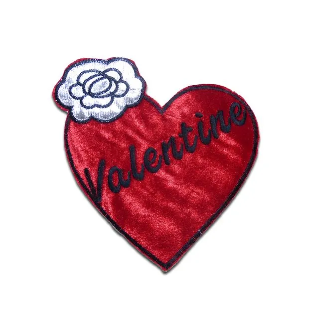 heart flower Valentine Valentine's Day  - Iron on patches adhesive emblem stickers appliques, size: 8.11 x 7.28 inches