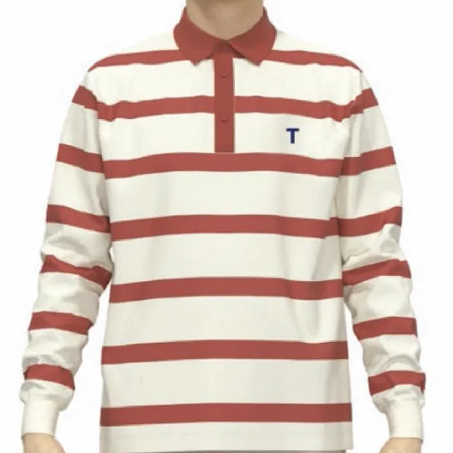 Boys White & Red Stripes Rugby Polo