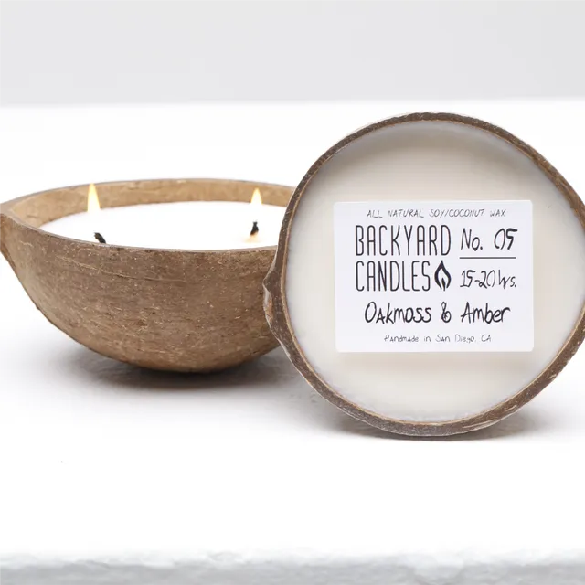 Double Wick Coconut Shell Candle