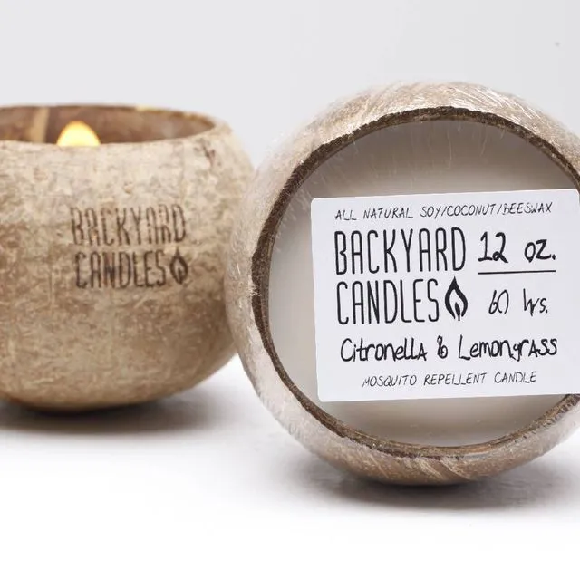 Wood Wick Coconut Bowl Outdoor Candle