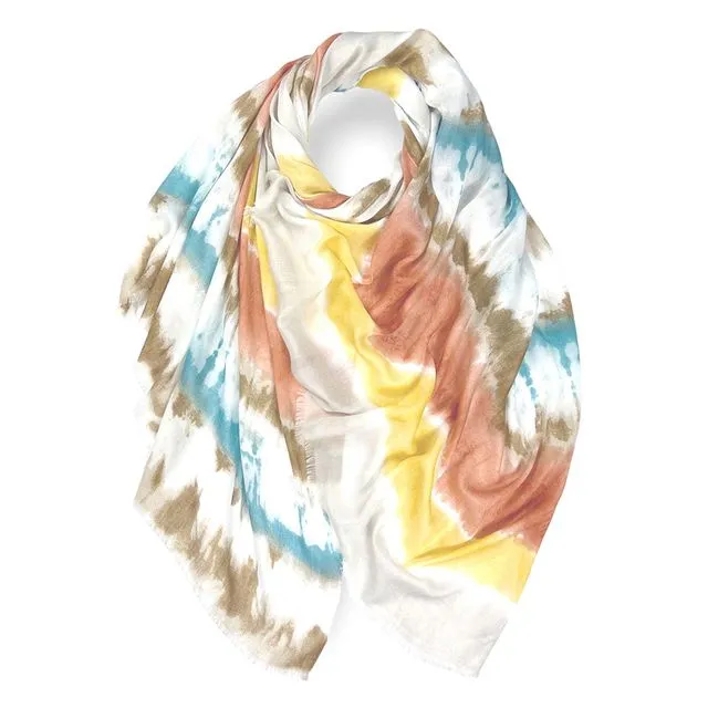 Tie dye printed scarf in mocca