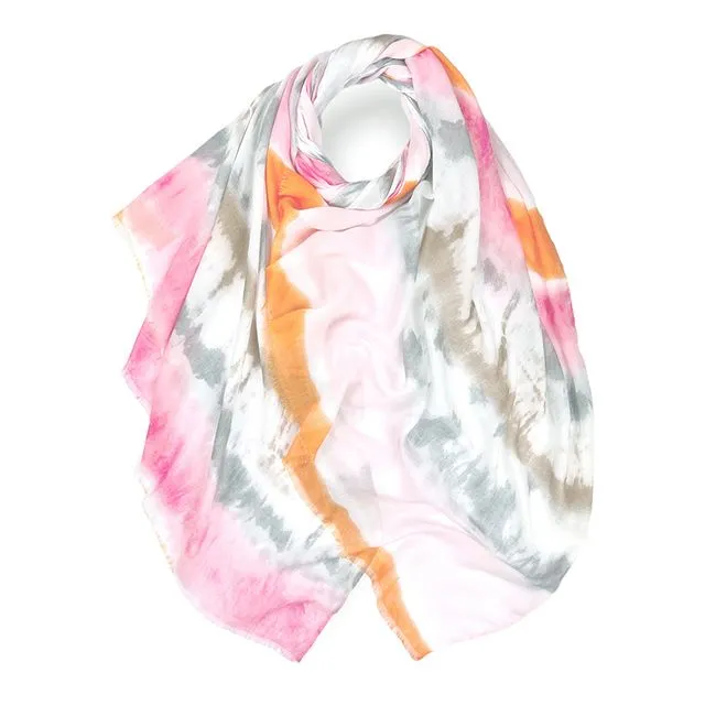 Tie dye printed scarf in pink